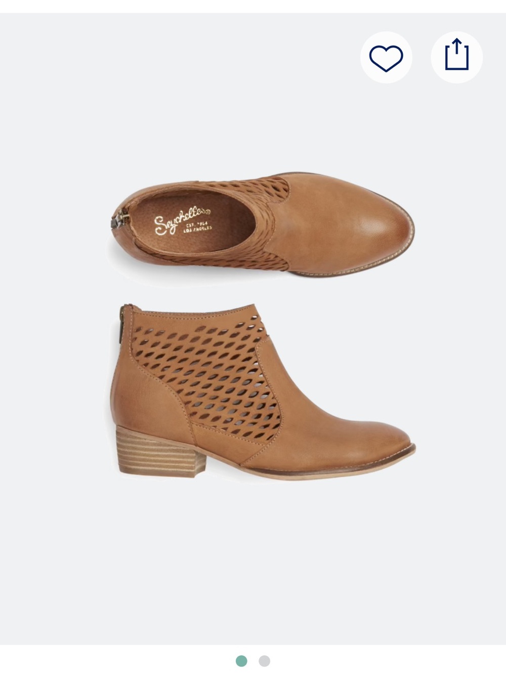 Seychelles Cognac Perforated Leather Ankle Bootie